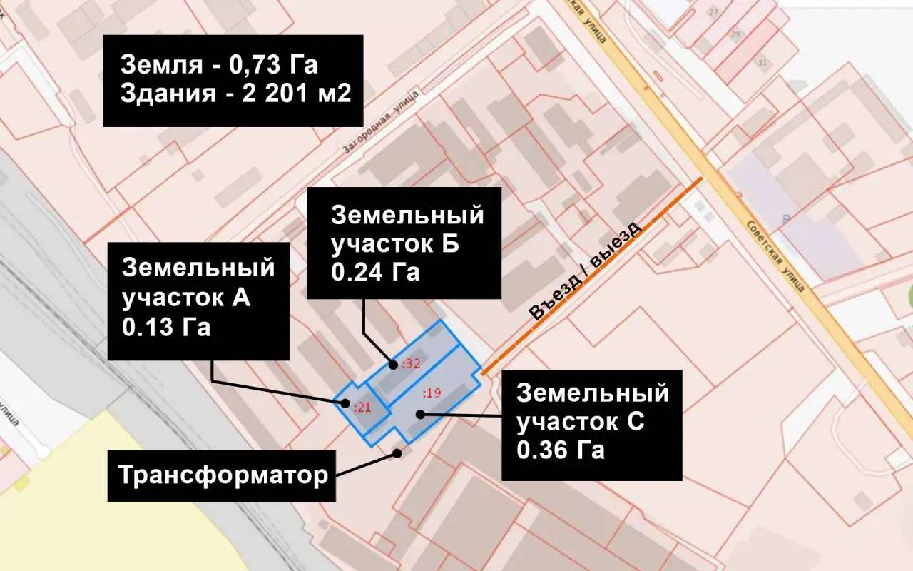 Продажа производственного комплекса площадью 2 201 м (3 здания) собственной территории 0.7 Га в г. Талдом, МО 2 201,00 м2