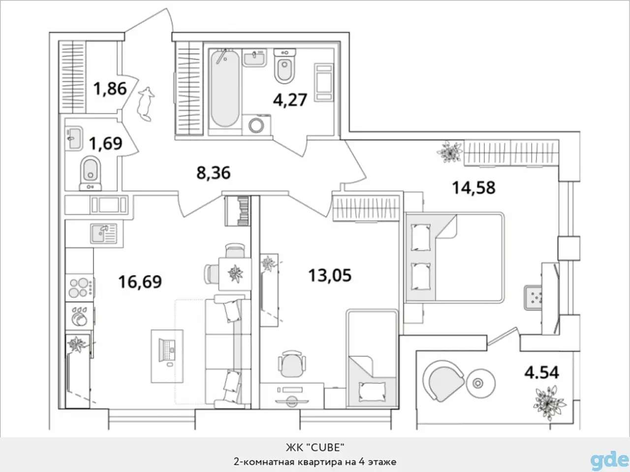 Квартира, 27,63 м², 4 эт., Звездная м., Кубинская, 82