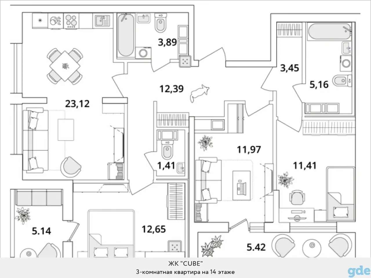 Квартира, 36,03 м², 14 эт., Звездная м., Кубинская, 82