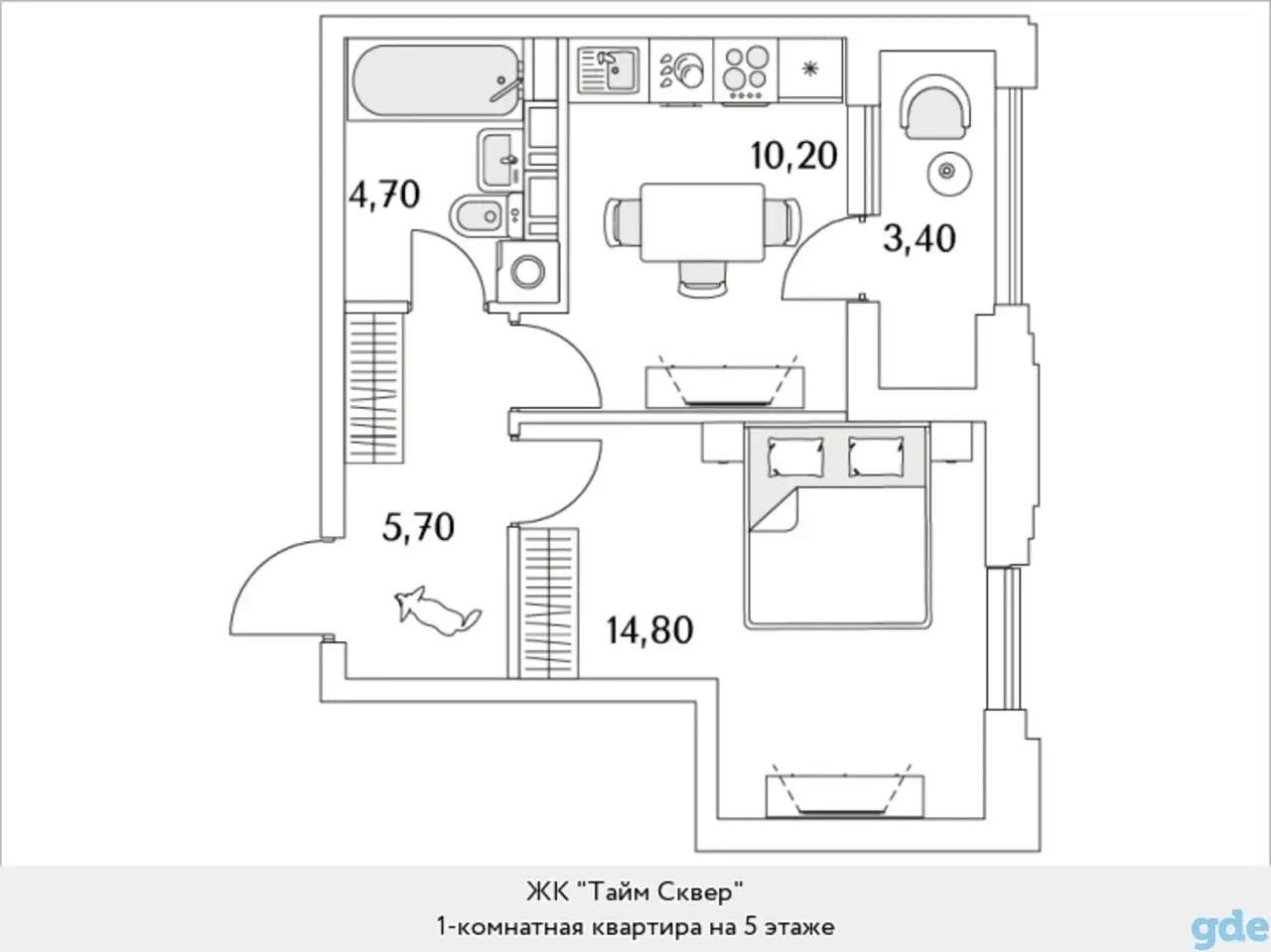 Квартира, 14,80 м², 5 эт., Глухарская, 97