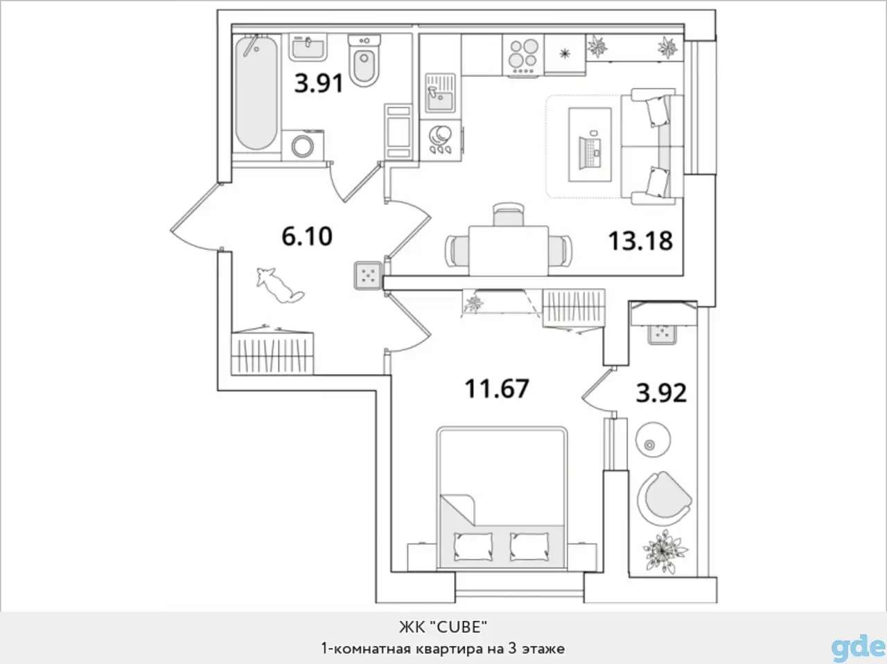Квартира, 11,67 м², 3 эт., Звездная м., Кубинская, 82