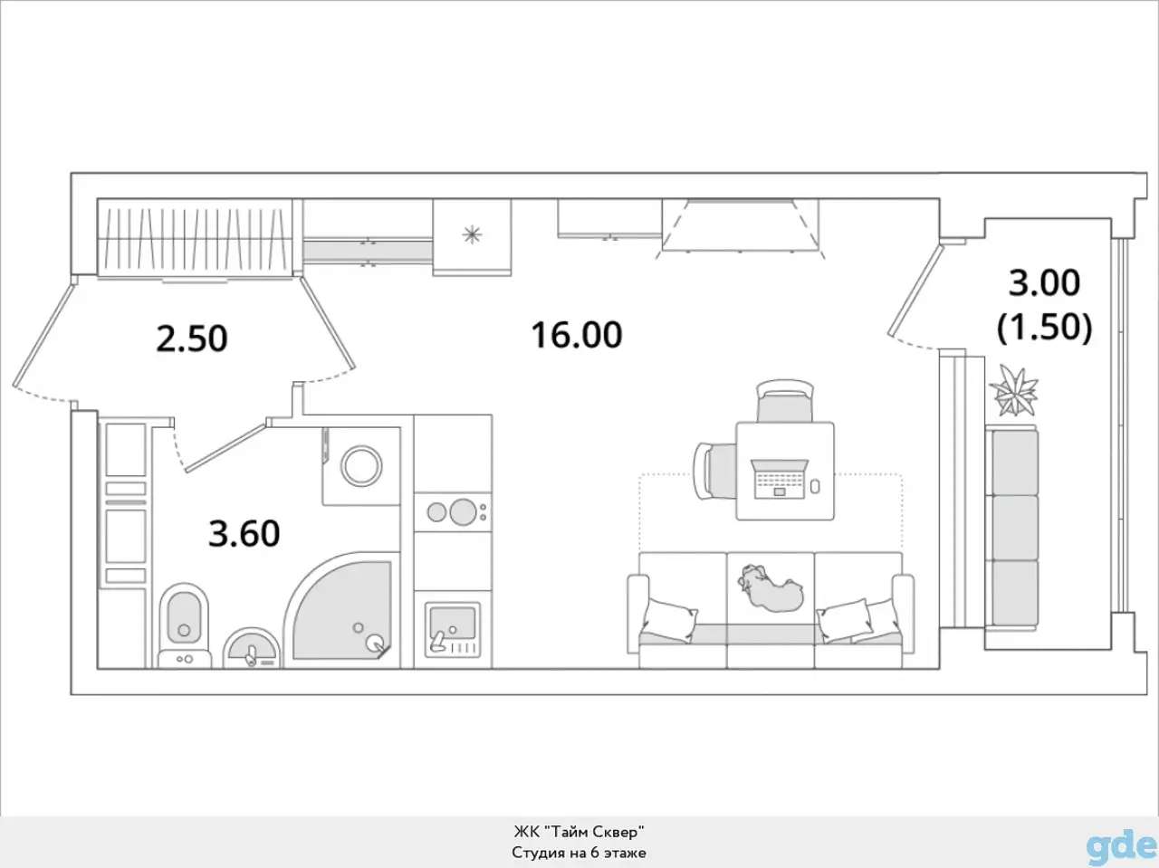 Квартира, 11,10 м², 6 эт., Глухарская, 97