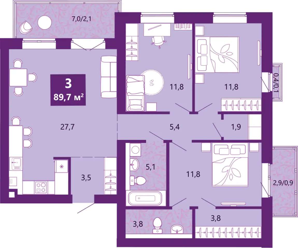 Квартира, 91,30 м², 4 эт., Таганрогская, 14