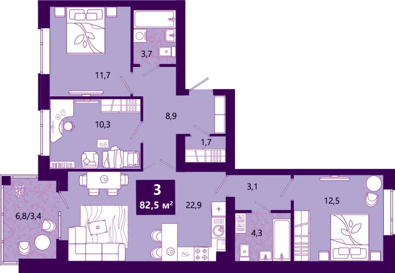 Квартира, 83,40 м², 4 эт., Ключевая улица, 27в