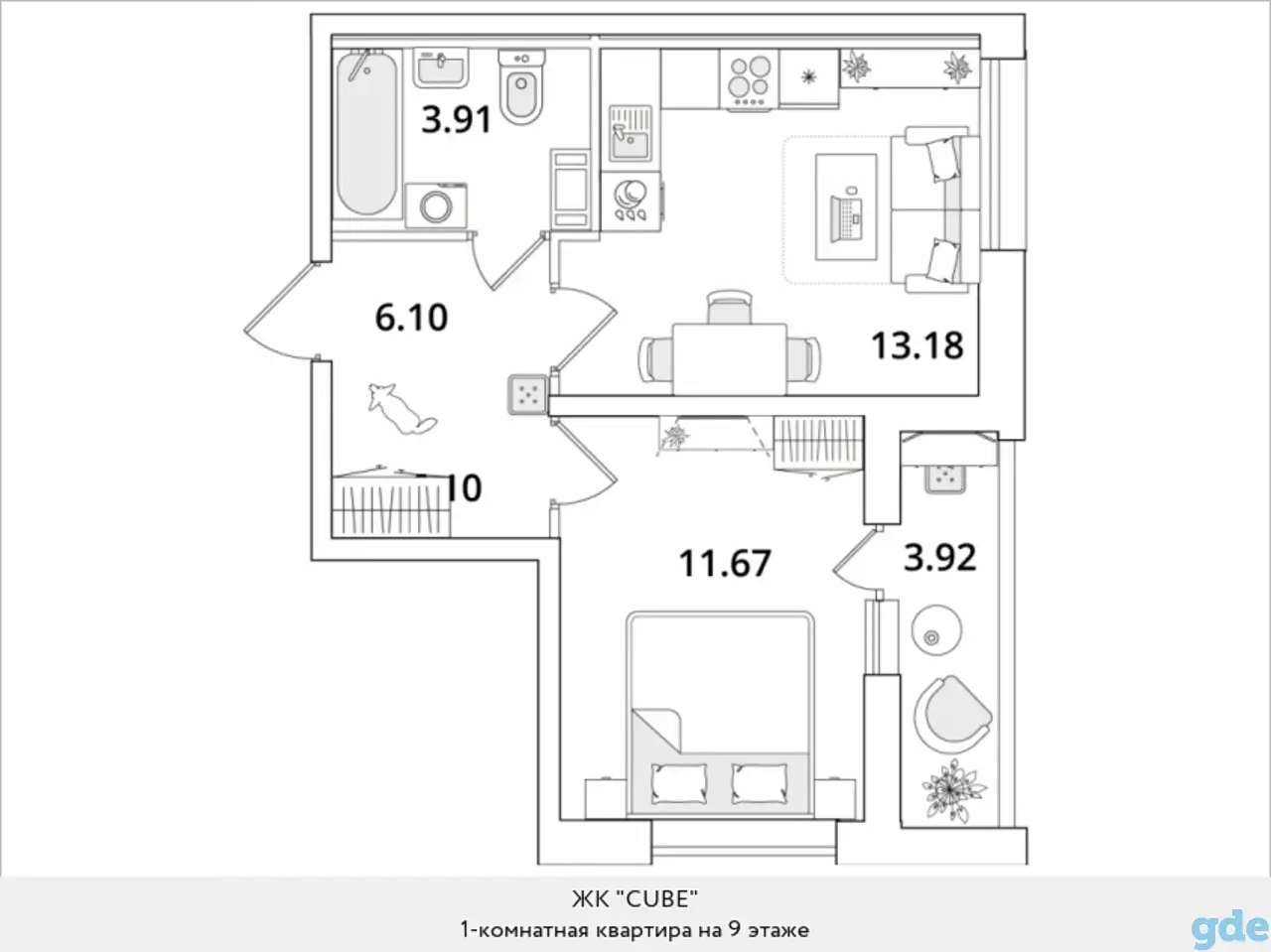 Квартира, 11,67 м², 9 эт., Звездная м., Кубинская, 82