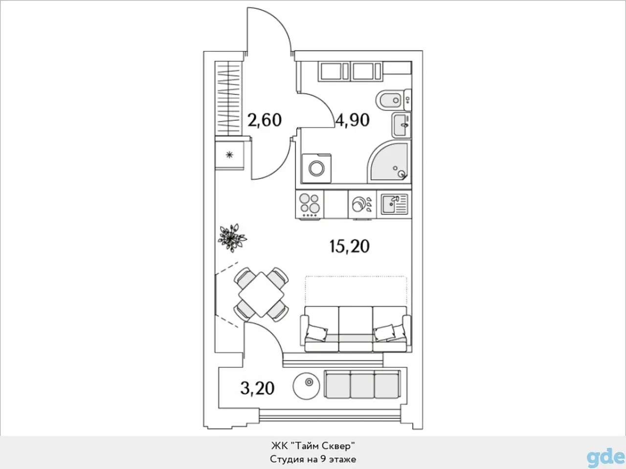 Квартира, 10,20 м², 9 эт., Глухарская, 97
