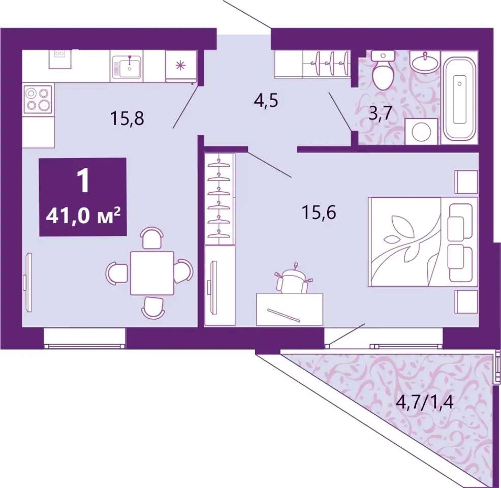 Квартира, 41,00 м², 1 эт., Ключевая улица, 27в