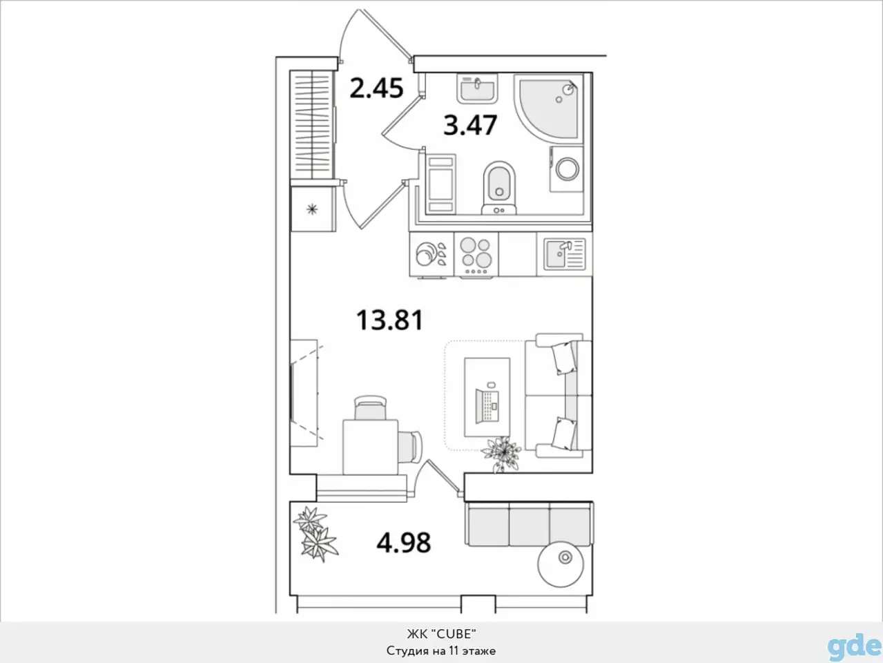Квартира, 8,81 м², 11 эт., Звездная м., Кубинская, 82