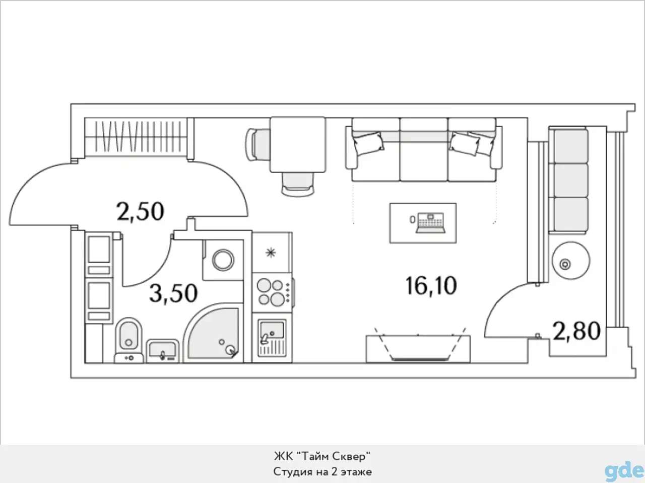 Квартира, 11,10 м², 2 эт., Глухарская, 97