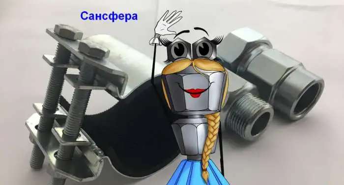 Инженерная сантехника. Ремонтные хомуты . Муфты зажимные. Сансфера