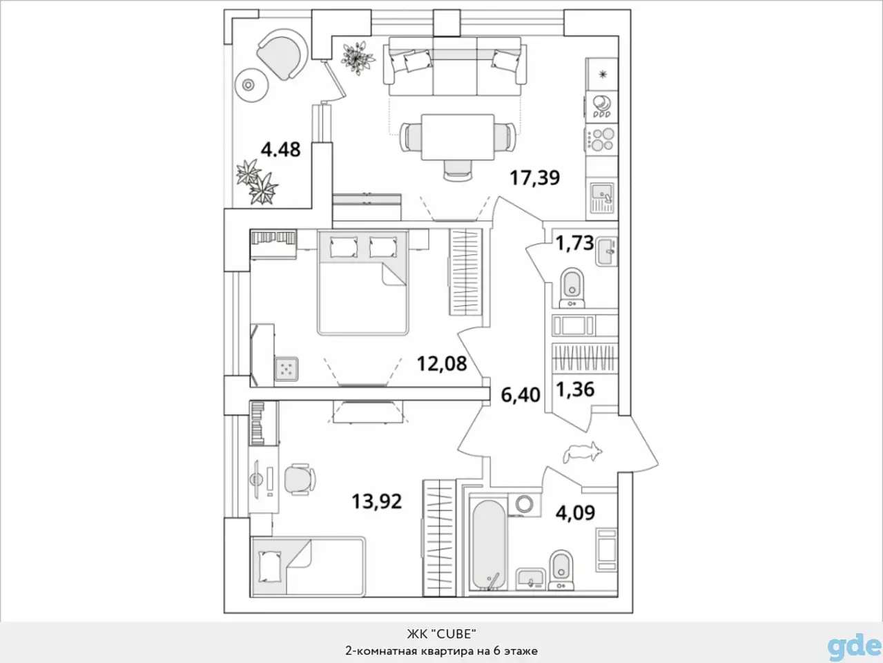 Квартира, 26,00 м², 6 эт., Звездная м., Кубинская, 82