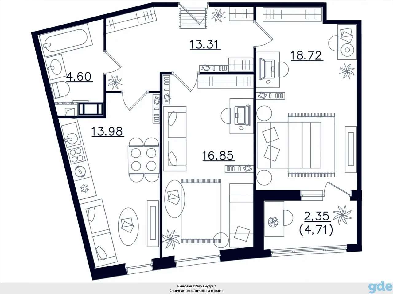 Квартира, 35,57 м², 6 эт., Парнас м., Таможенная дорога, 11