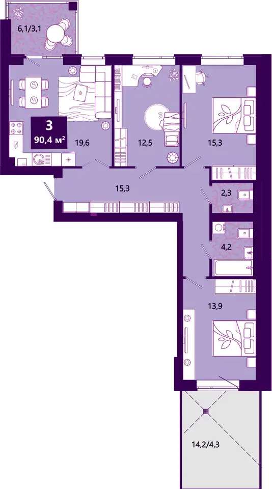 Квартира, 91,60 м², 1 эт., Ключевая улица, 27в