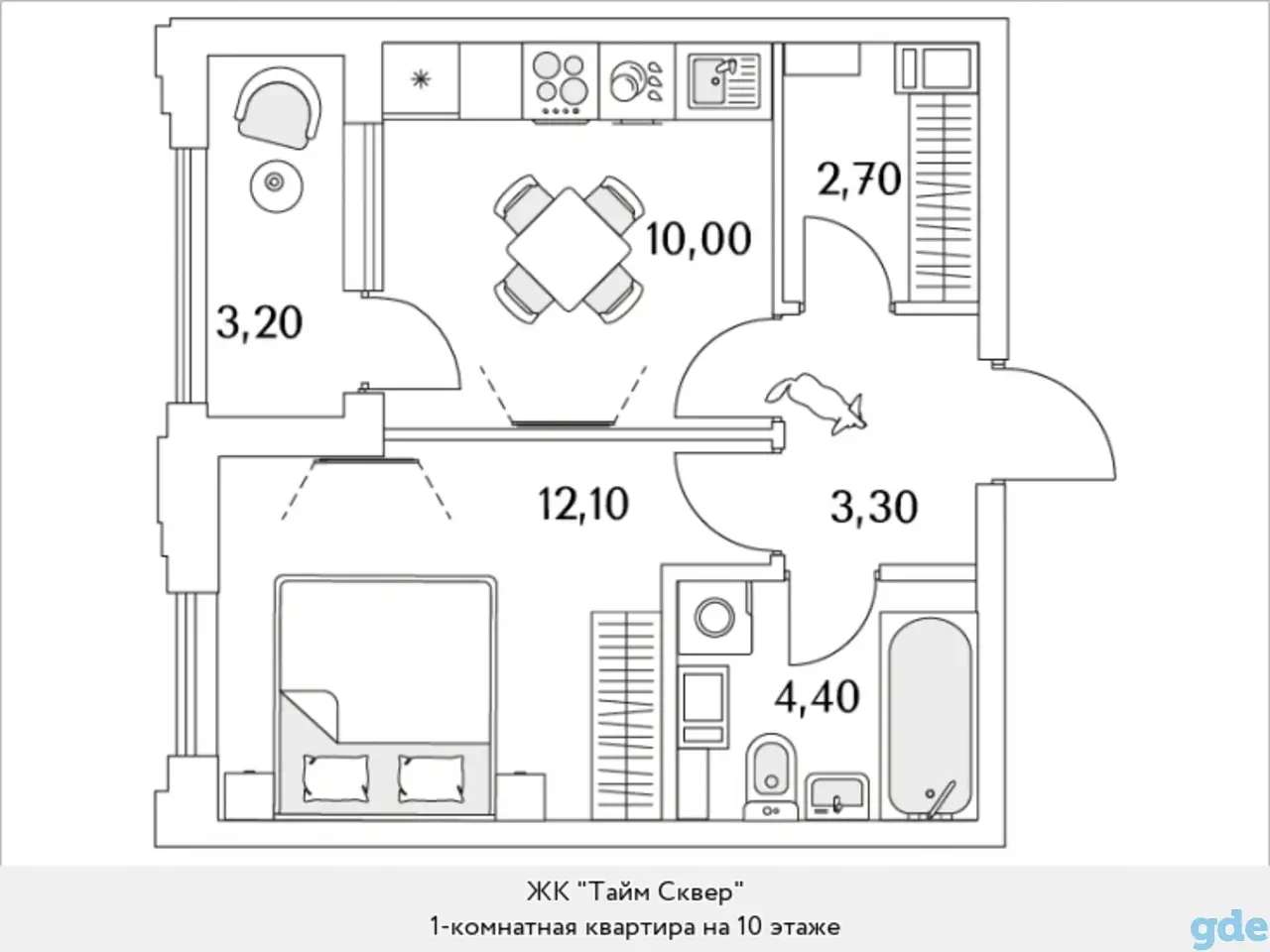 Квартира, 12,10 м², 10 эт., Глухарская, 97