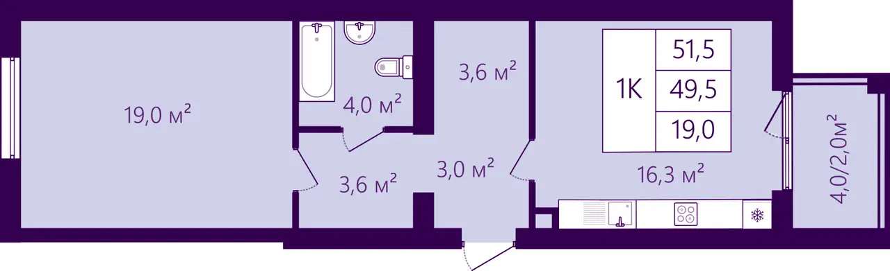 Квартира, 51,50 м², 2 эт., Таганрогская, 14