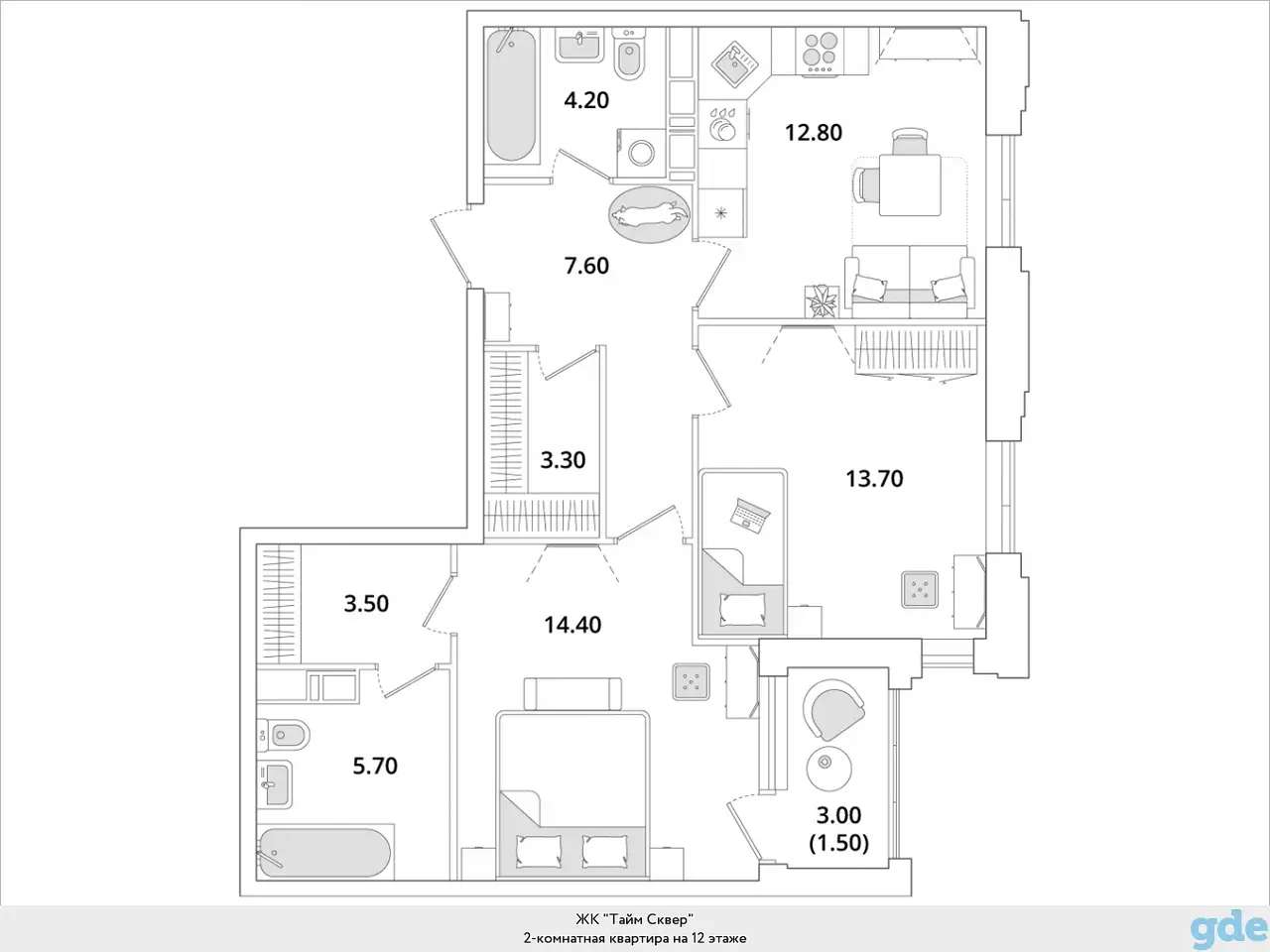 Квартира, 28,10 м², 12 эт., Глухарская, 97