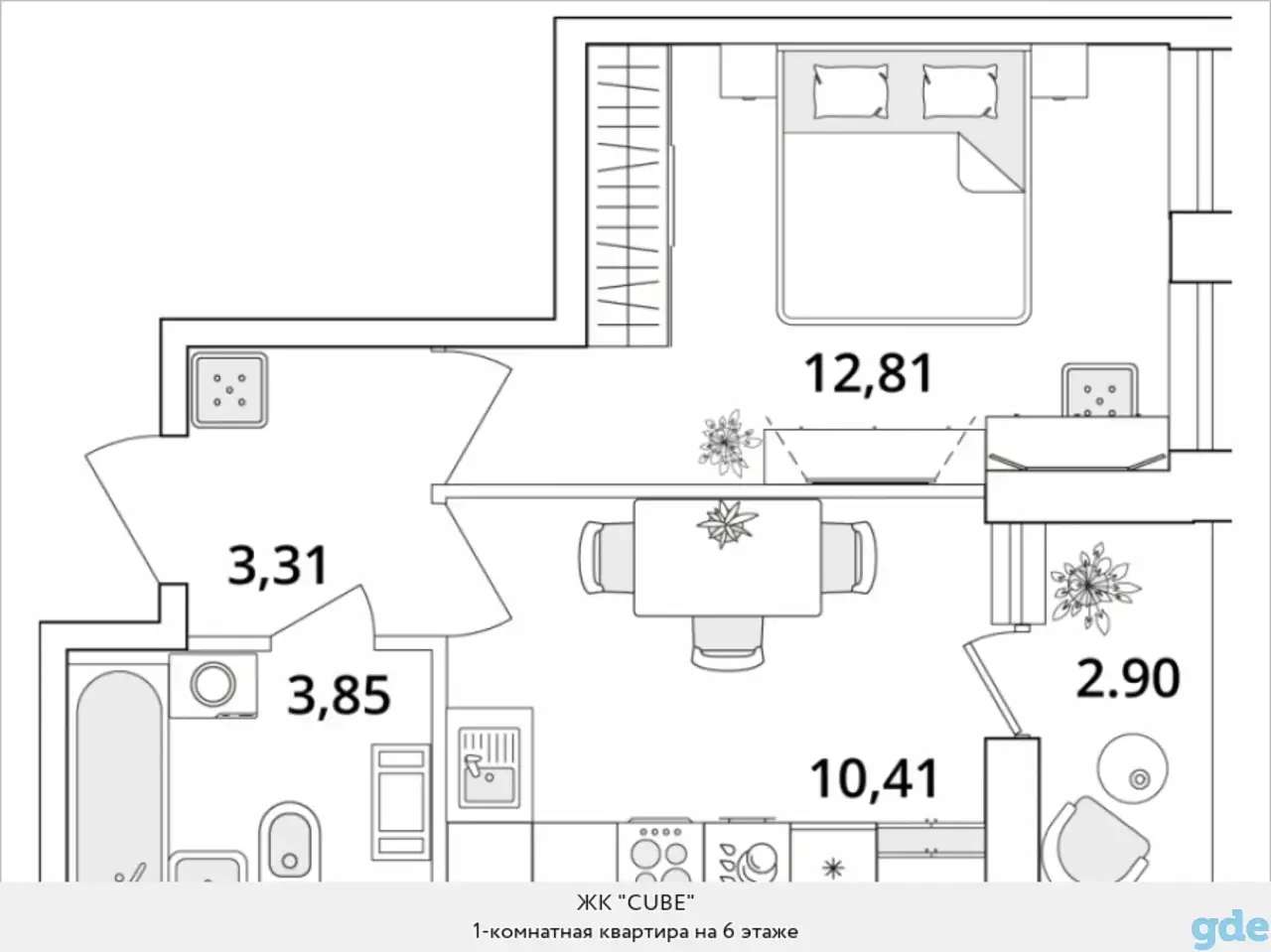 Квартира, 12,81 м², 6 эт., Звездная м., Кубинская, 82