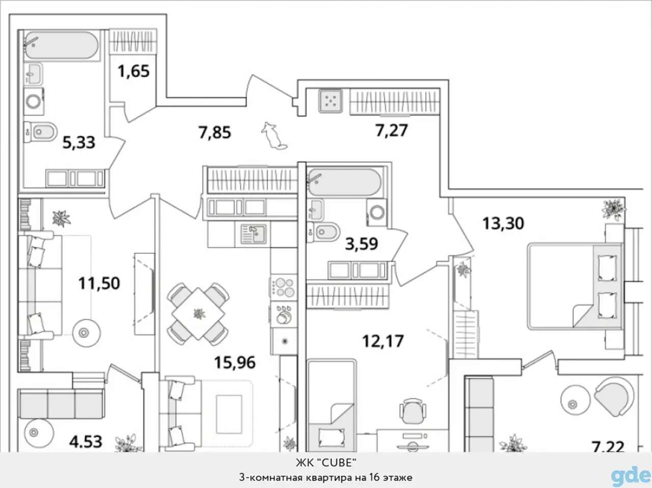 Квартира, 36,97 м², 16 эт., Звездная м., Кубинская, 82