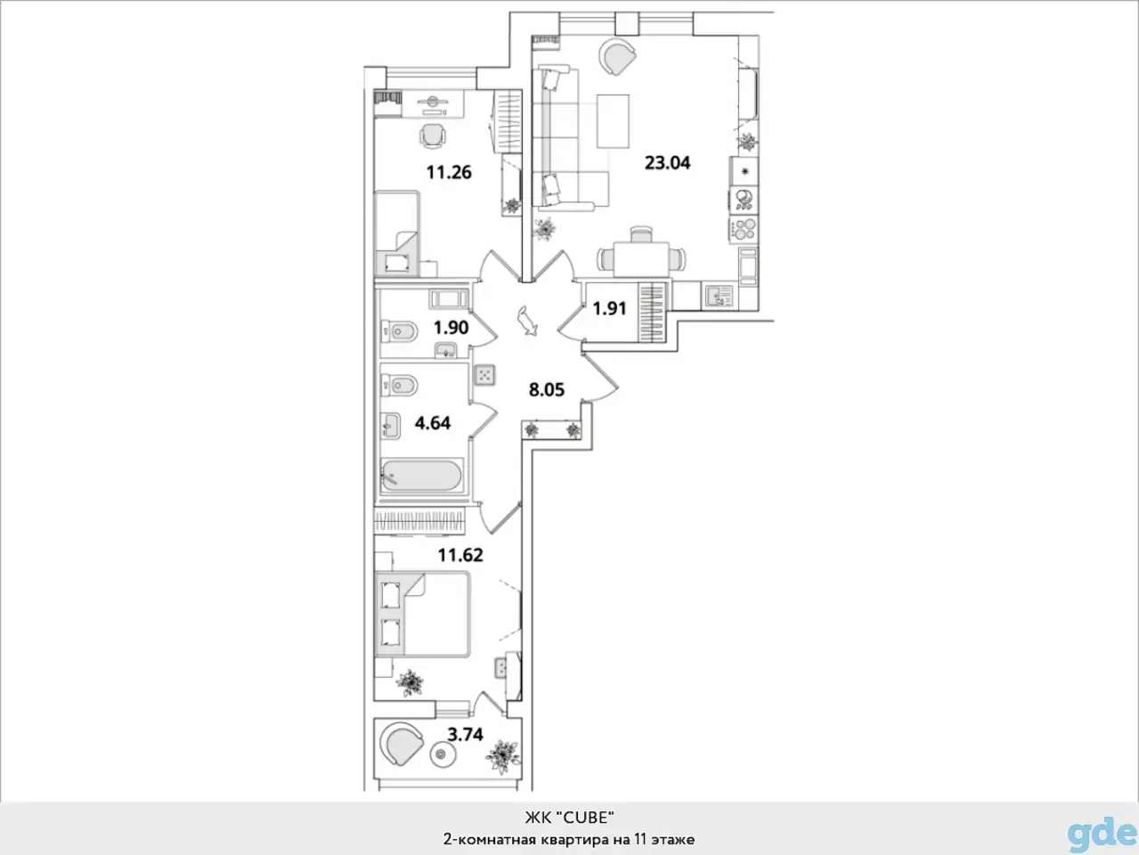 Квартира, 22,88 м², 11 эт., Звездная м., Кубинская, 82