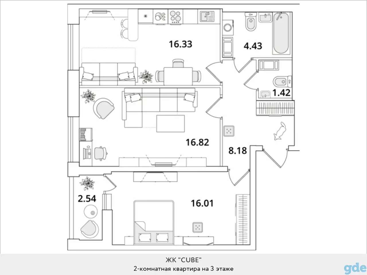 Квартира, 32,83 м², 3 эт., Звездная м., Кубинская, 82