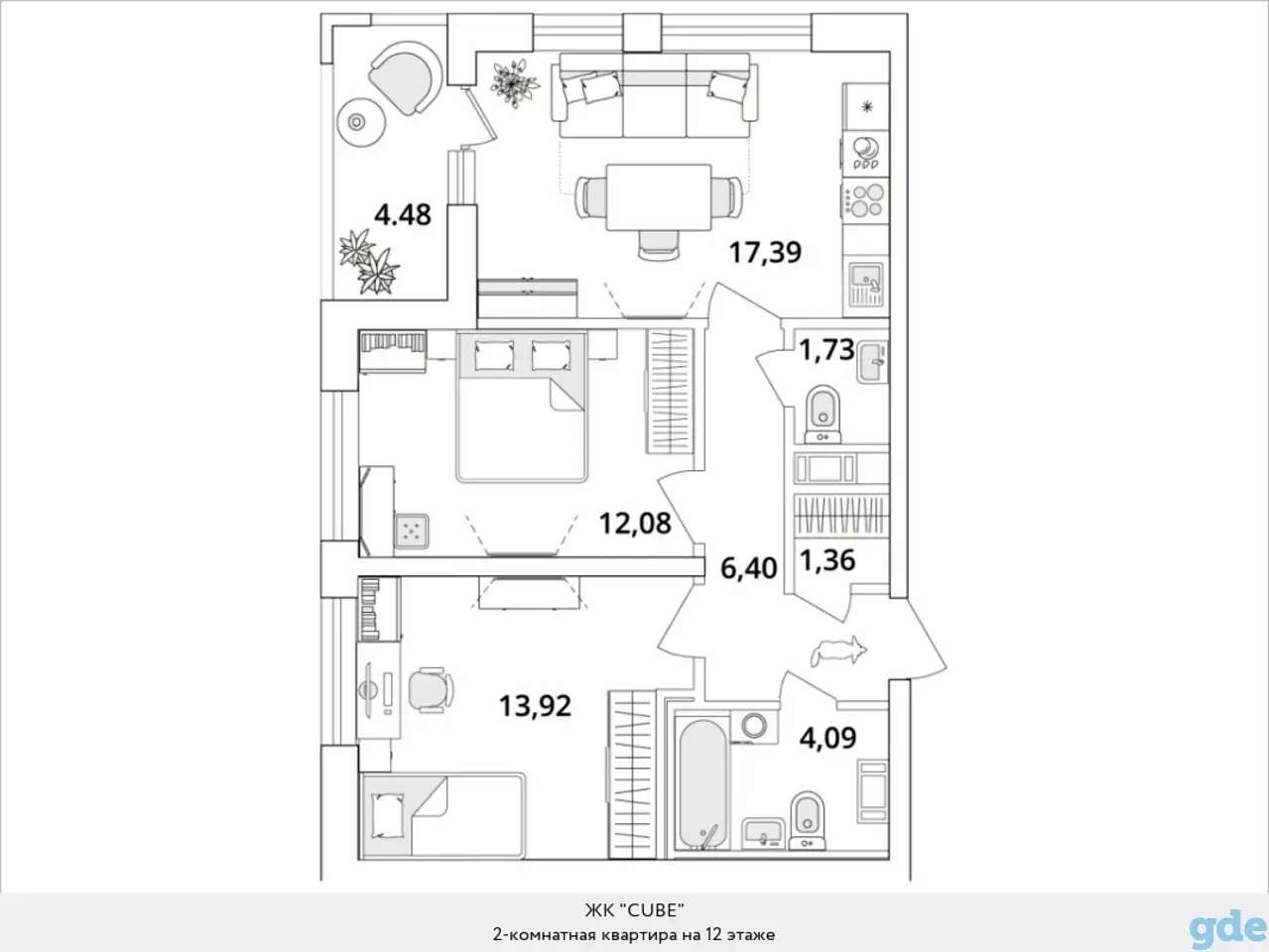 Квартира, 26,00 м², 12 эт., Звездная м., Кубинская, 82