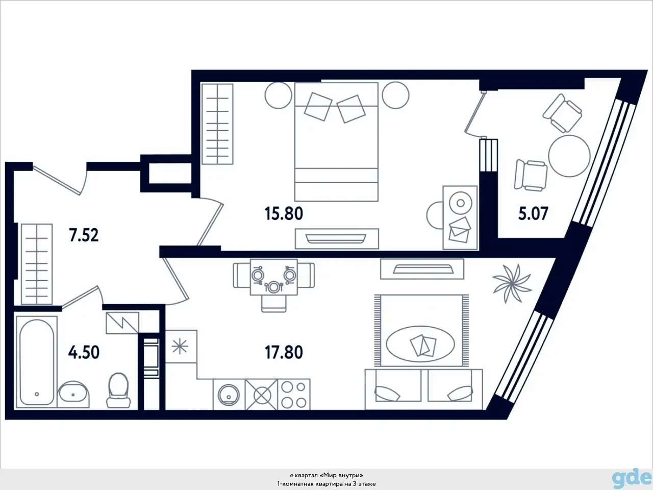 Квартира, 15,80 м², 3 эт., Парнас м., Таможенная дорога, 11