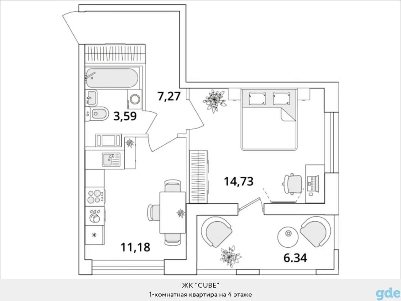 Квартира, 14,73 м², 4 эт., Звездная м., Кубинская, 82