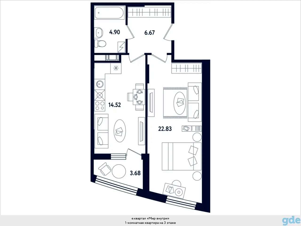 Квартира, 22,83 м², 3 эт., Парнас м., Таможенная дорога, 11