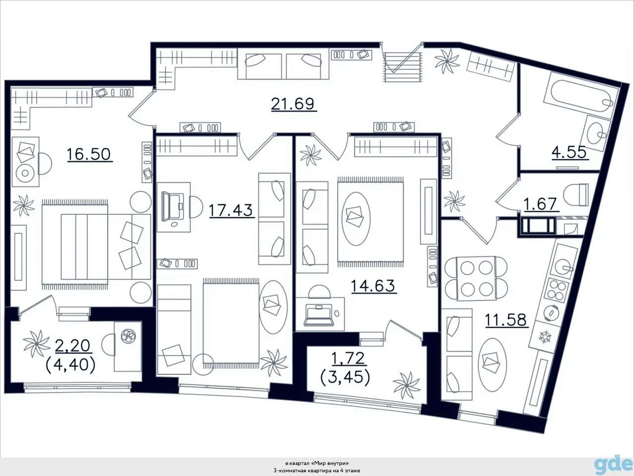 Квартира, 48,56 м², 4 эт., Парнас м., Таможенная дорога, 11