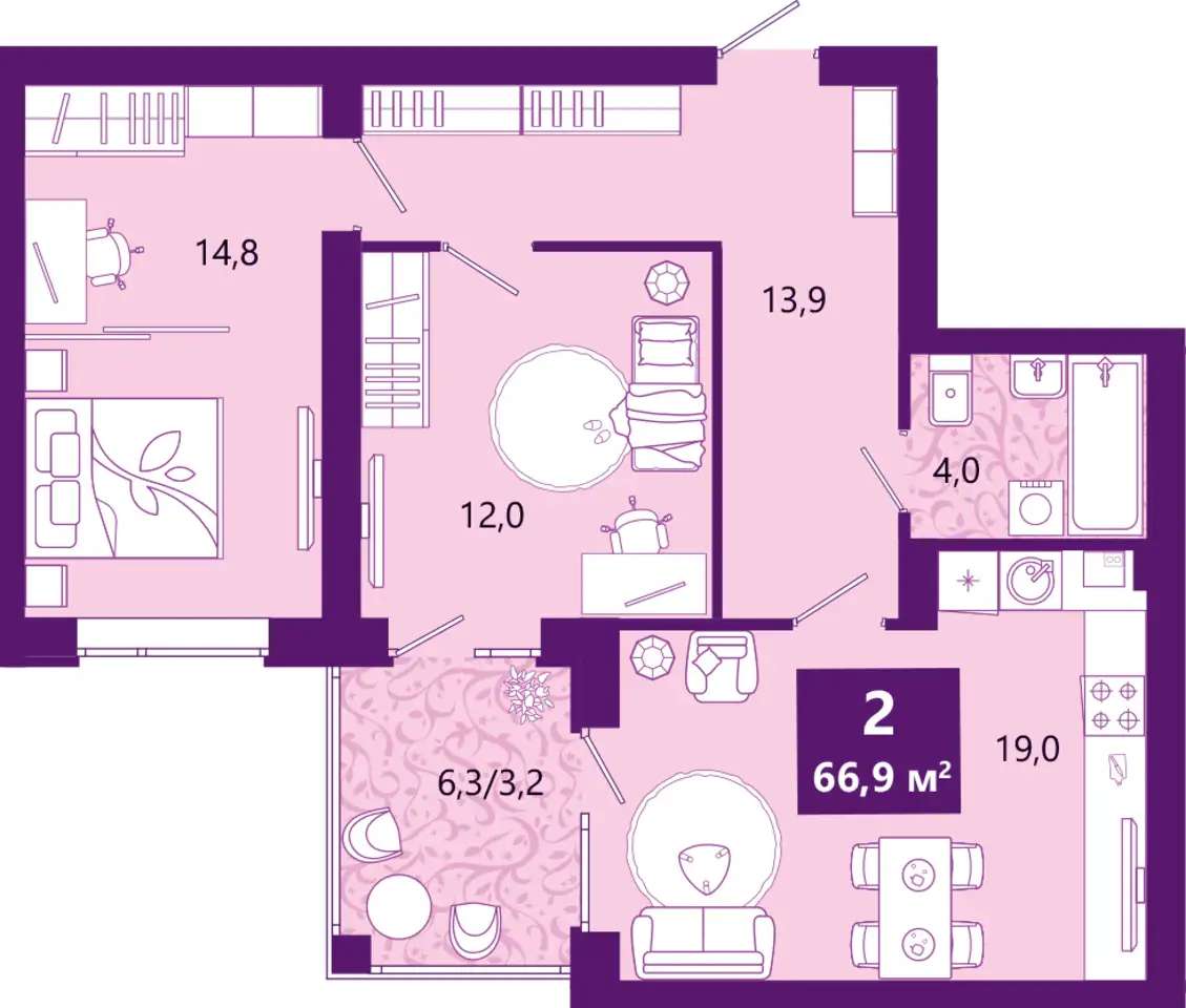 Квартира, 67,30 м², 3 эт., Ключевая улица, 27в