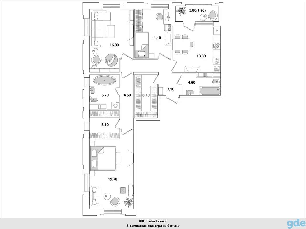 Квартира, 46,80 м², 6 эт., Глухарская, 97