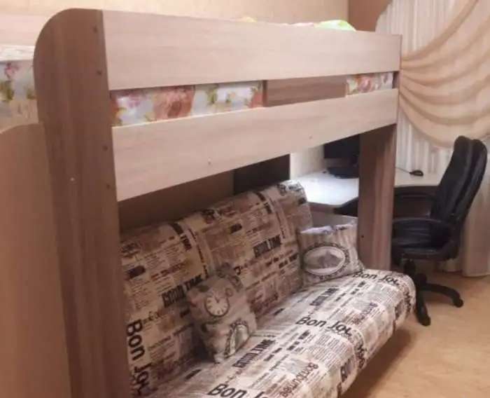 Кровать двухъярусная с диваном Колибри