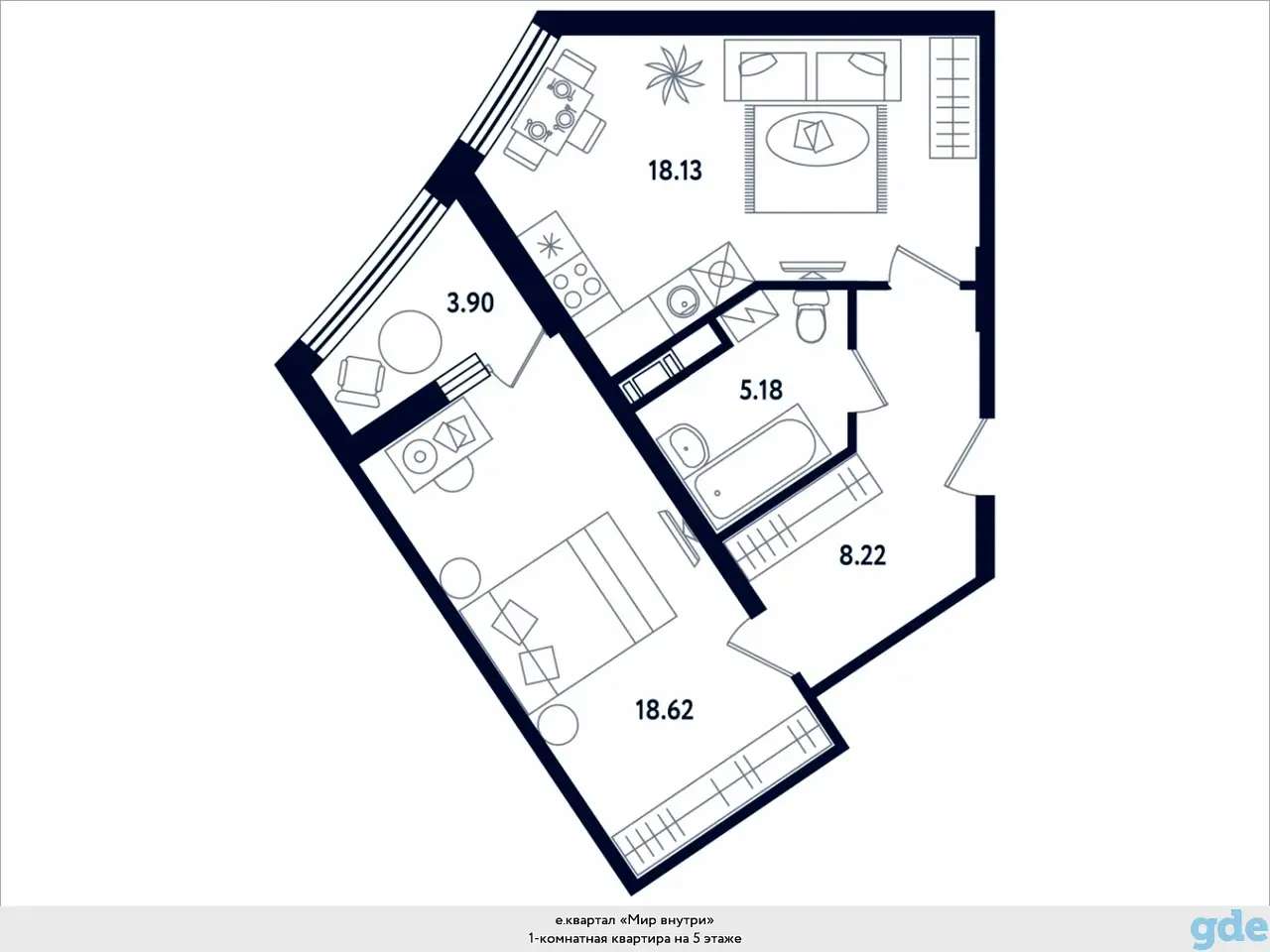 Квартира, 18,62 м², 5 эт., Парнас м., Таможенная дорога, 11