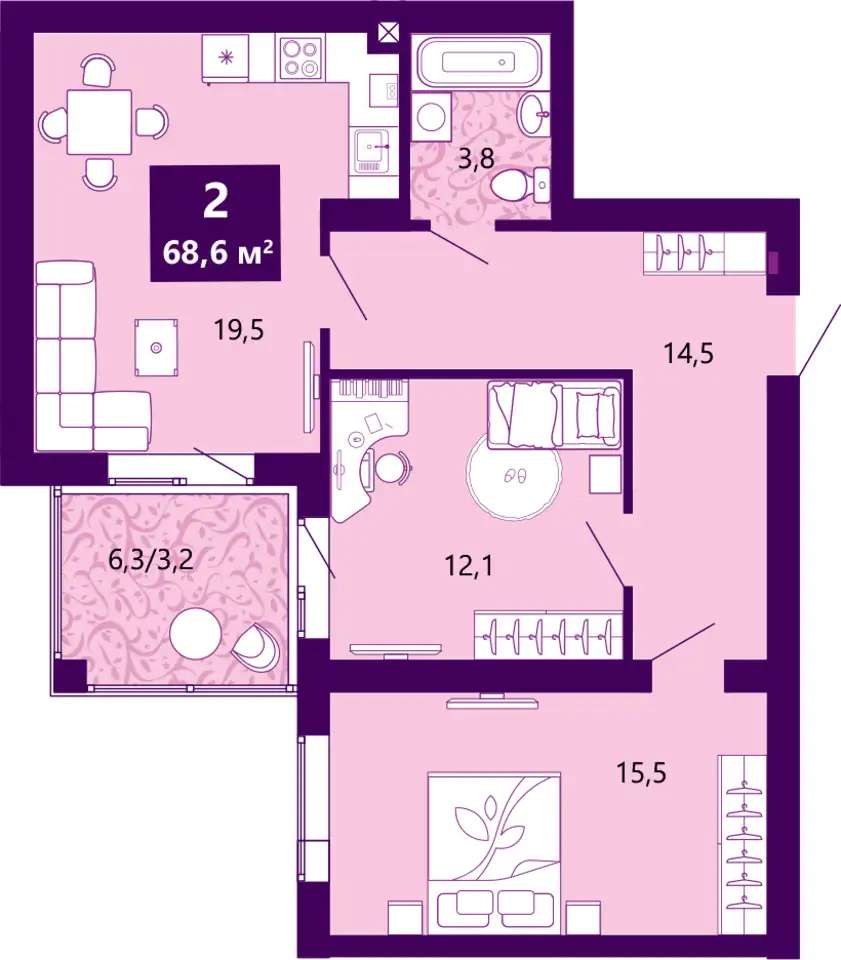 Квартира, 69,20 м², 2 эт., Ключевая улица, 27в