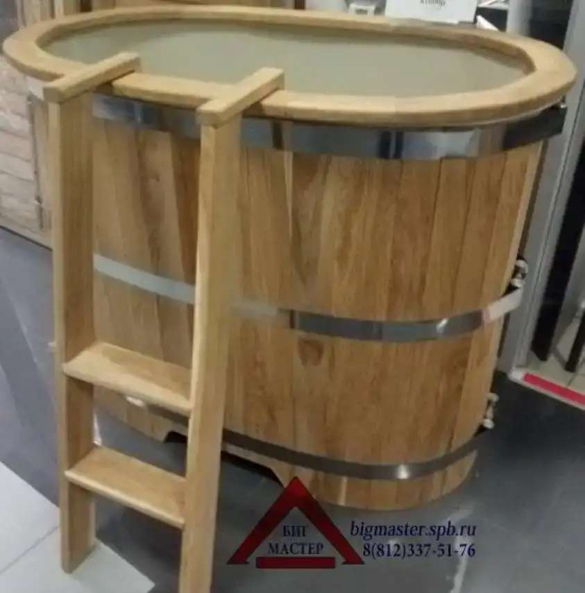 Купель для бани из дуба 2х местная с пластиковым вкладышем