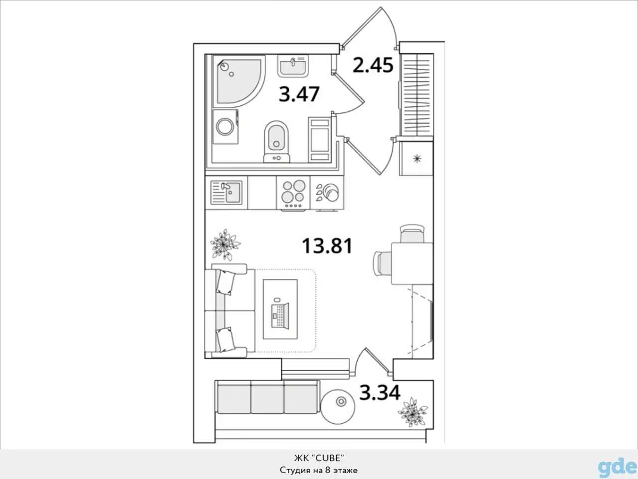 Квартира, 8,81 м², 8 эт., Звездная м., Кубинская, 82