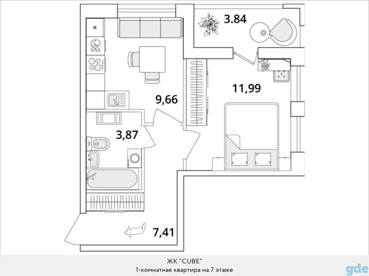 Квартира, 11,99 м², 7 эт., Звездная м., Кубинская, 82