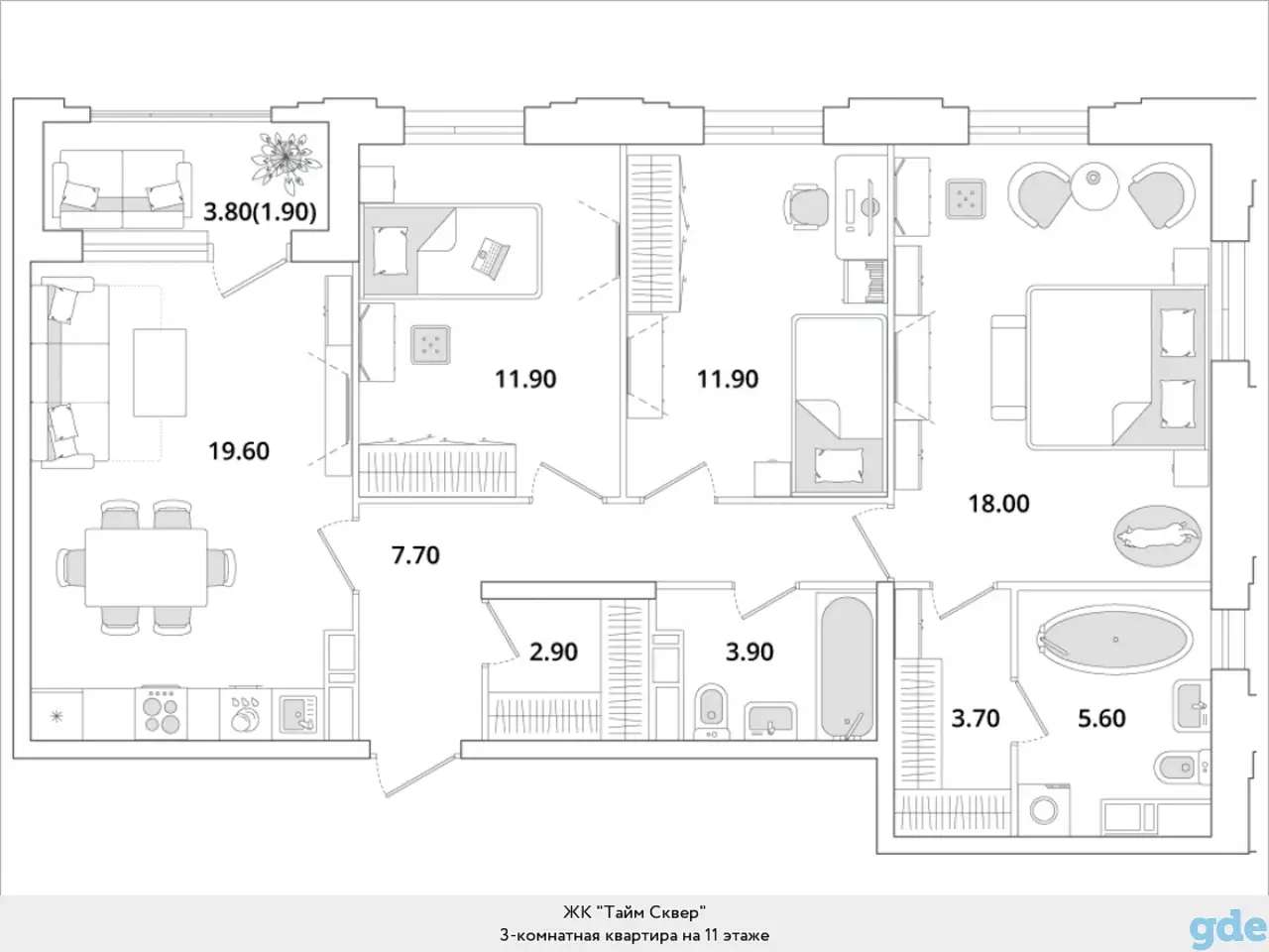 Квартира, 41,80 м², 11 эт., Глухарская, 97