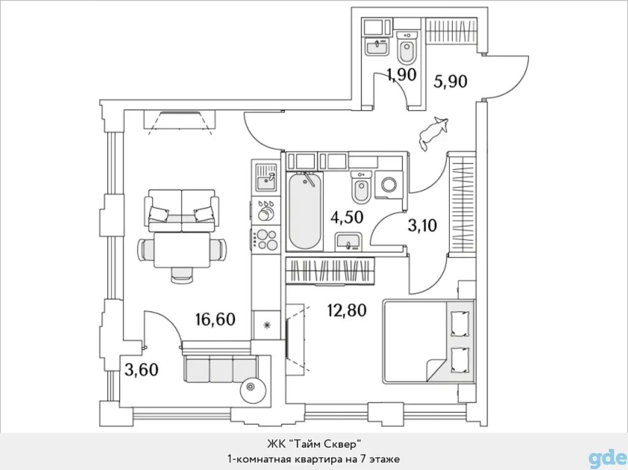 Квартира, 12,80 м², 7 эт., Глухарская, 97