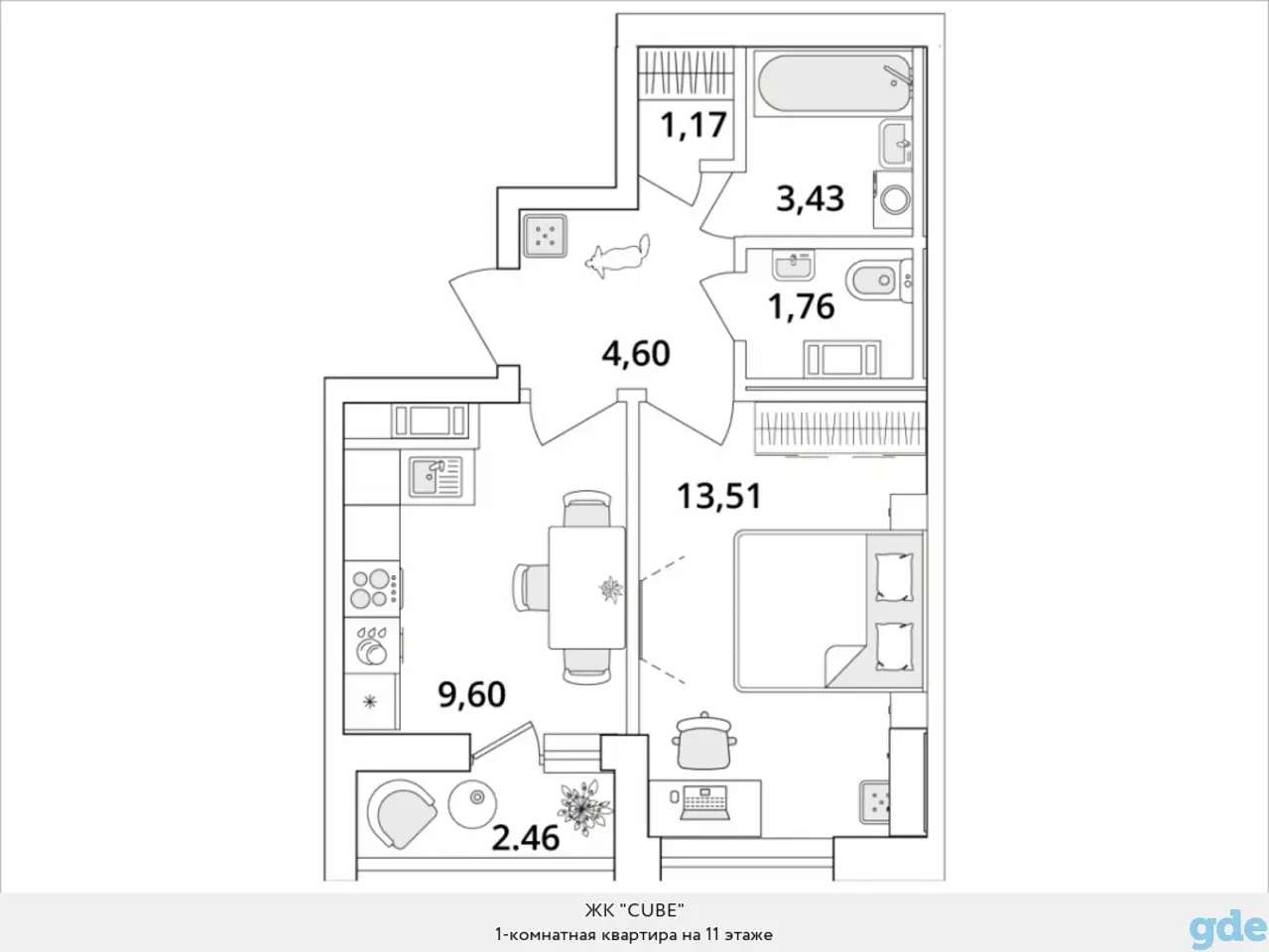 Квартира, 13,51 м², 11 эт., Звездная м., Кубинская, 82