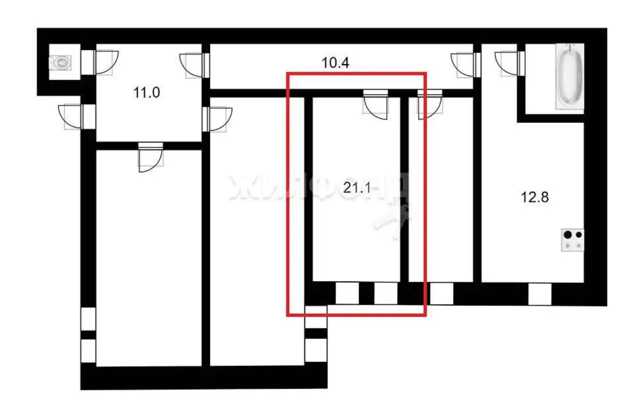 Продается комната 21.1 м2 в 4 ком.кв.