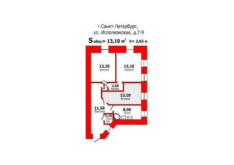 Продажа комнаты в малонаселенной 3к квартире, Исполкомская ул 7-9