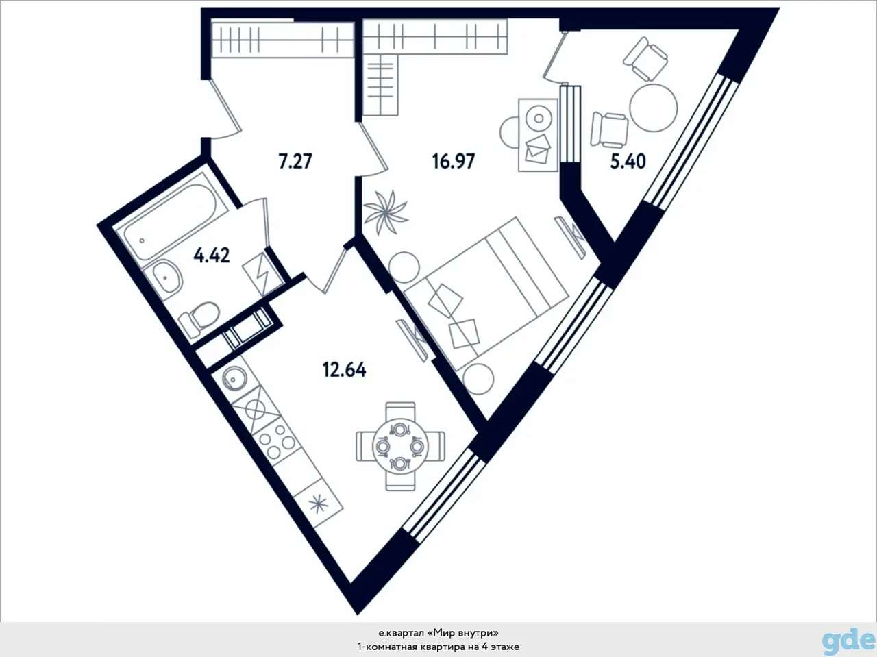Квартира, 16,97 м², 4 эт., Парнас м., Таможенная дорога, 11