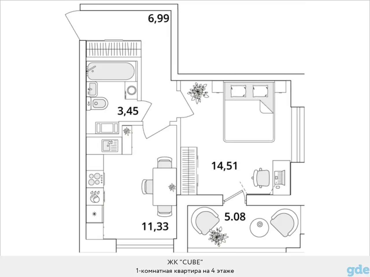 Квартира, 14,51 м², 4 эт., Звездная м., Кубинская, 82
