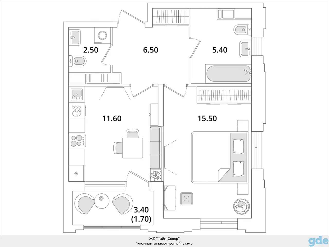 Квартира, 15,50 м², 9 эт., Глухарская, 97