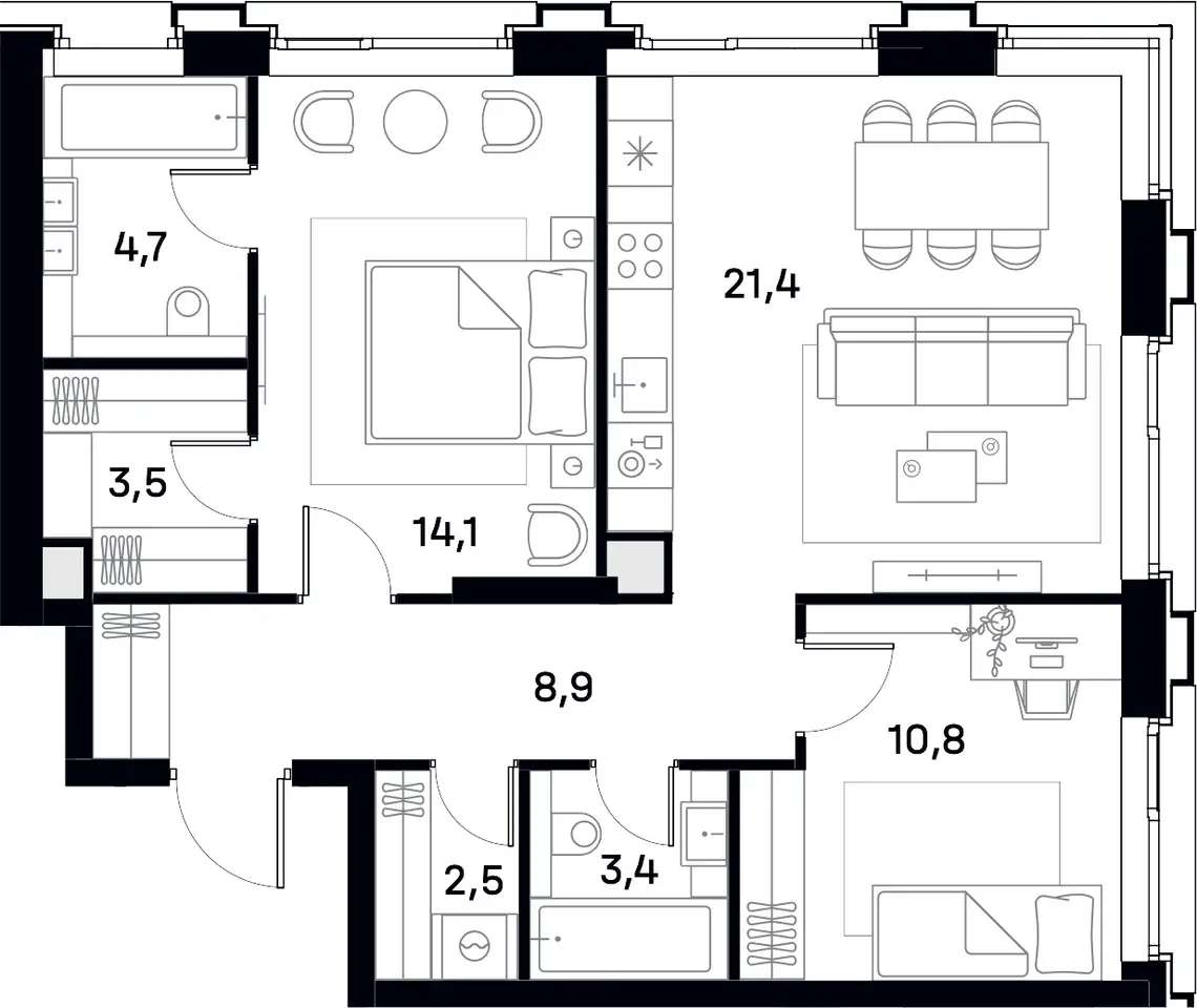 Квартира, 10 эт., Печатники м., Южнопортовая, 42с22